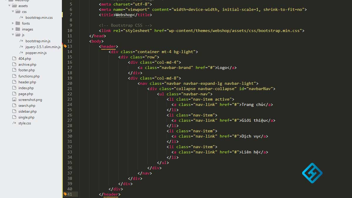 code html phần head gồm logo và menu